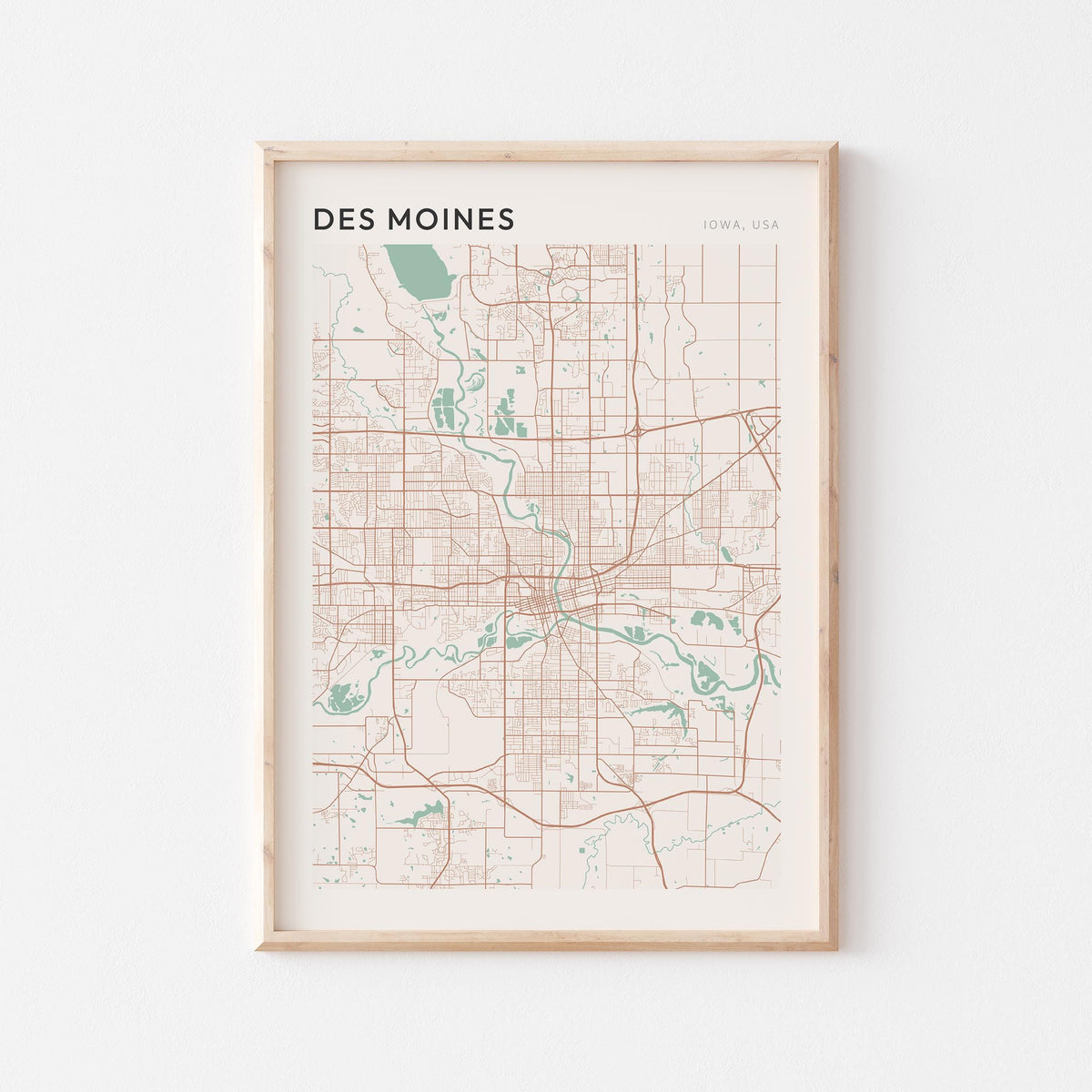 des moines, iowa map poster - image 1