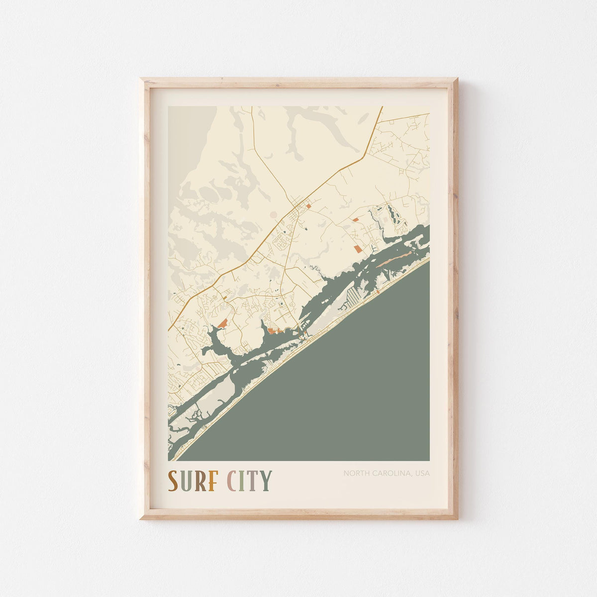 surf city, north carolina map poster - image 1