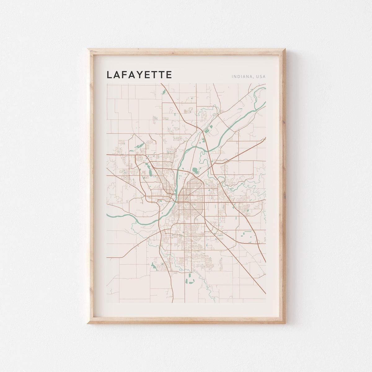 lafayette, indiana map poster - image 1
