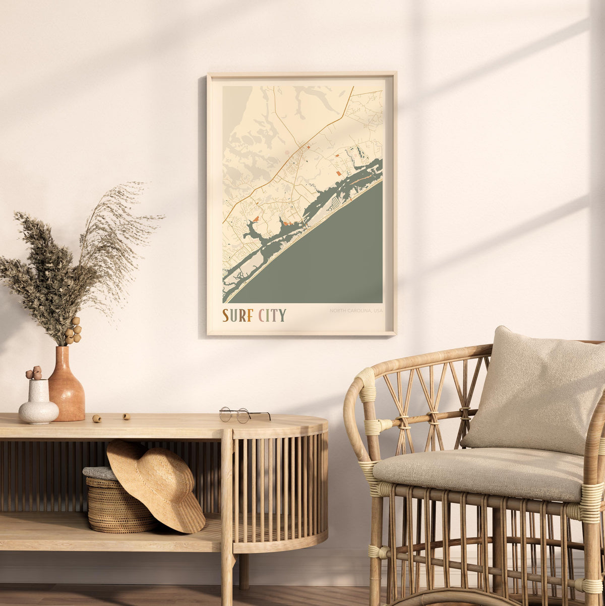 surf city, north carolina map poster - image 3