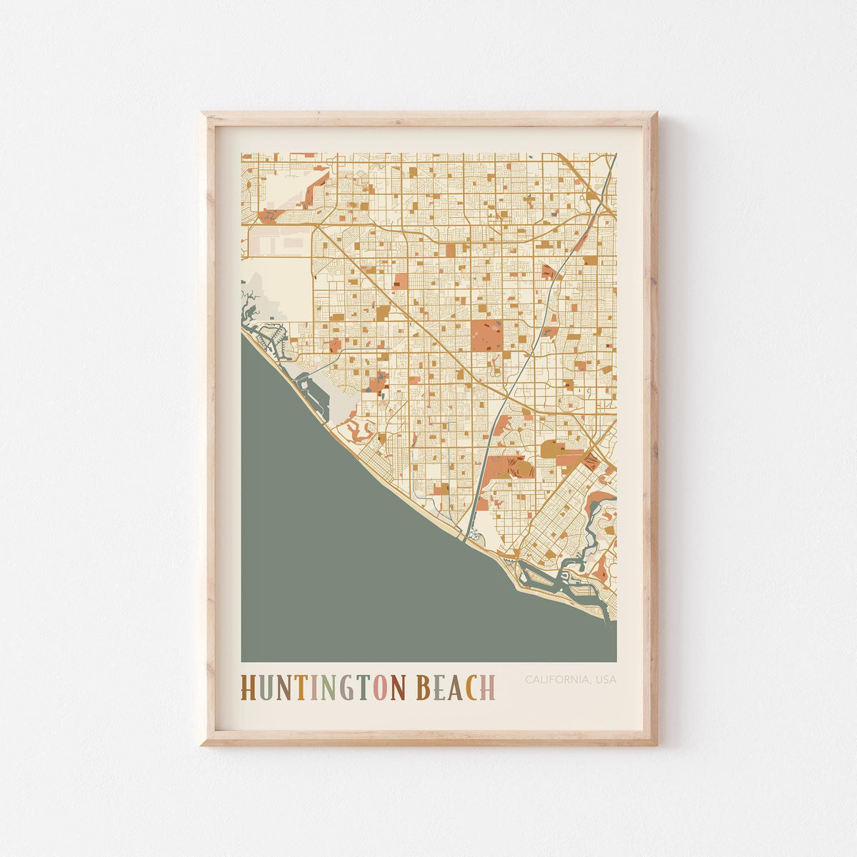 huntington beach, california map poster - image 1