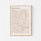 south gate, california map poster - image 1