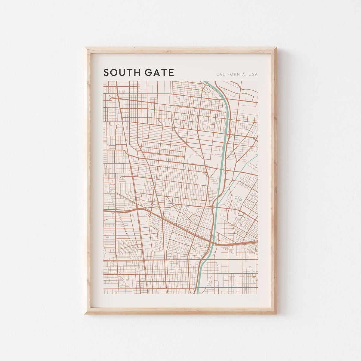 south gate, california map poster - image 1