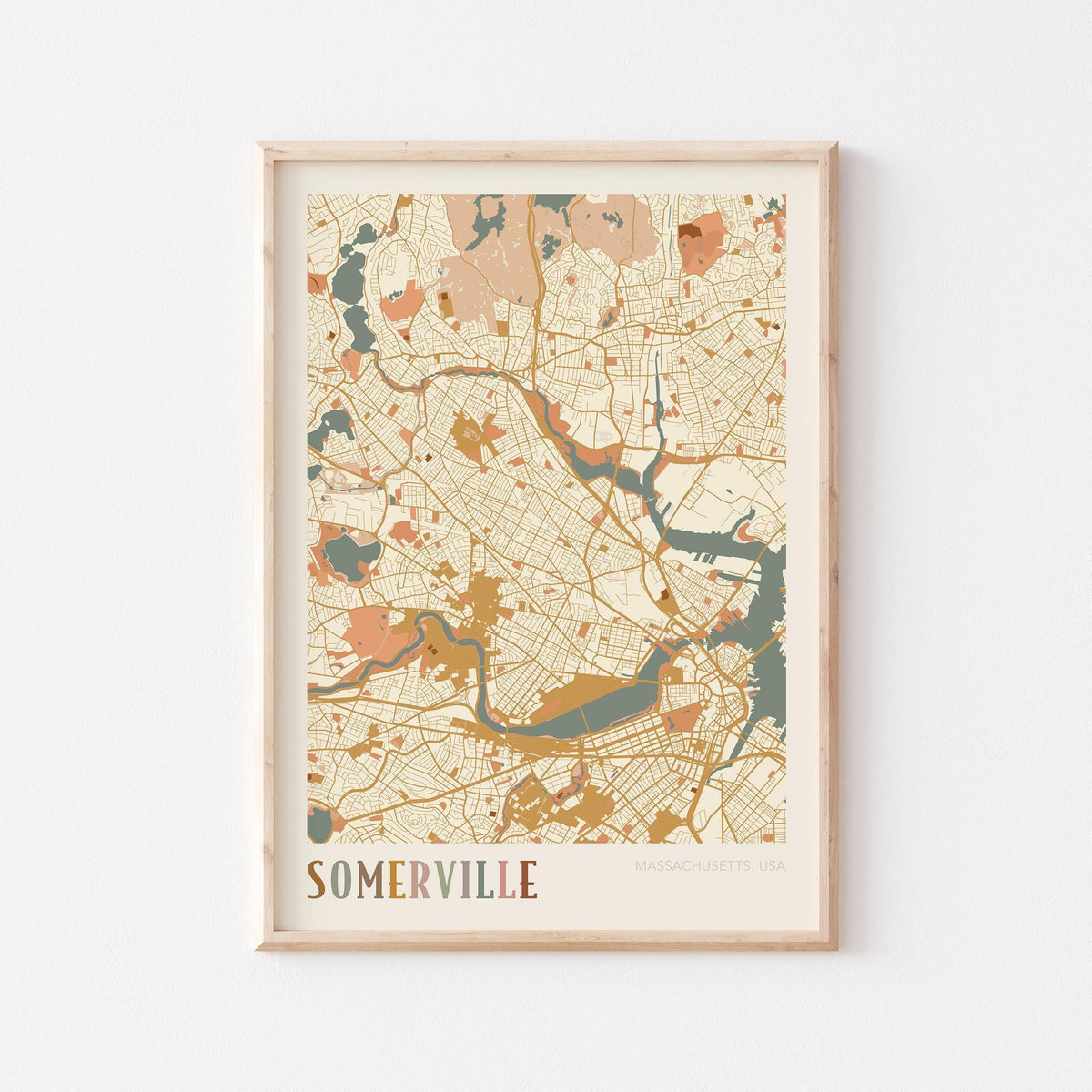 somerville, massachusetts map poster - image 1