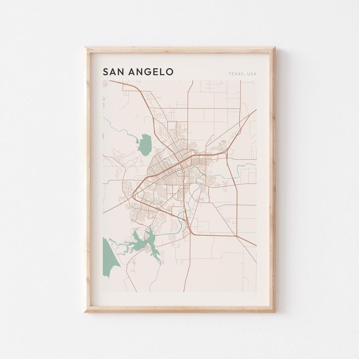 san angelo, texas map poster - image 1