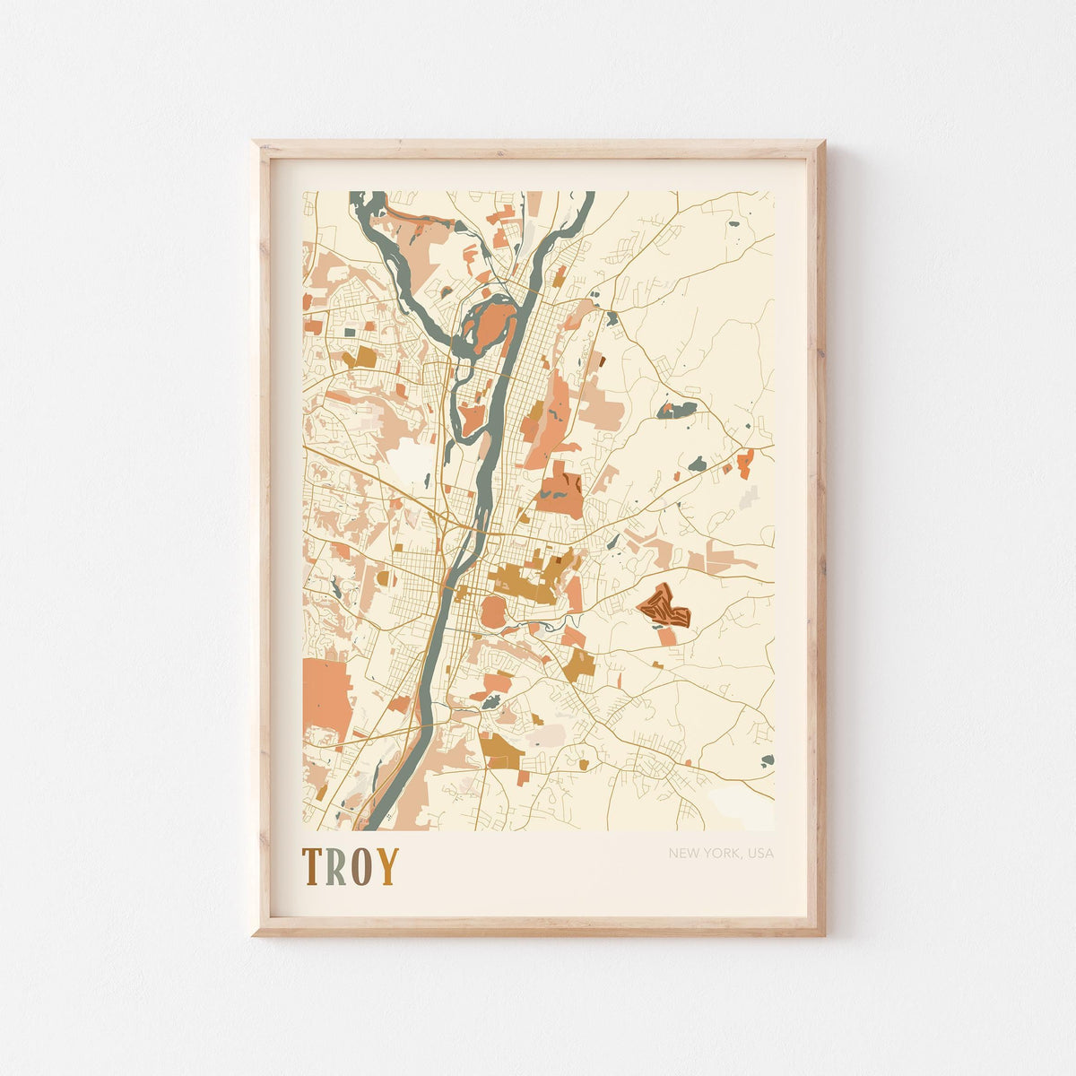 troy, new york map poster - image 1