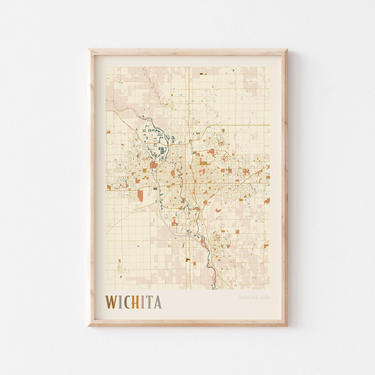 wichita, kansas map poster - image 1