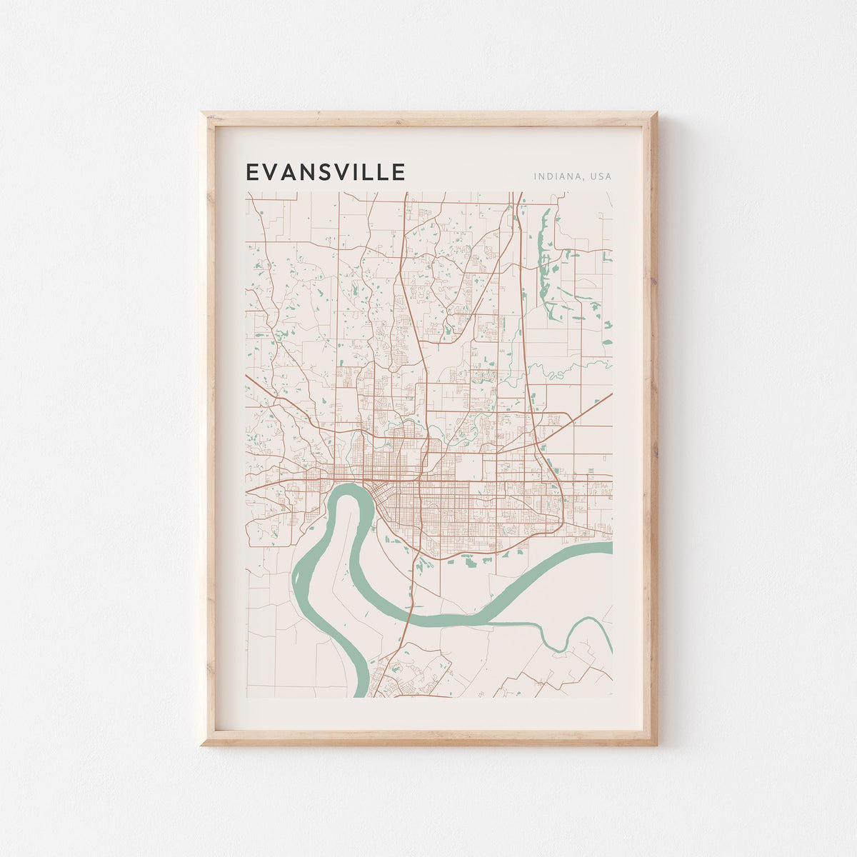 evansville, indiana map poster - image 1