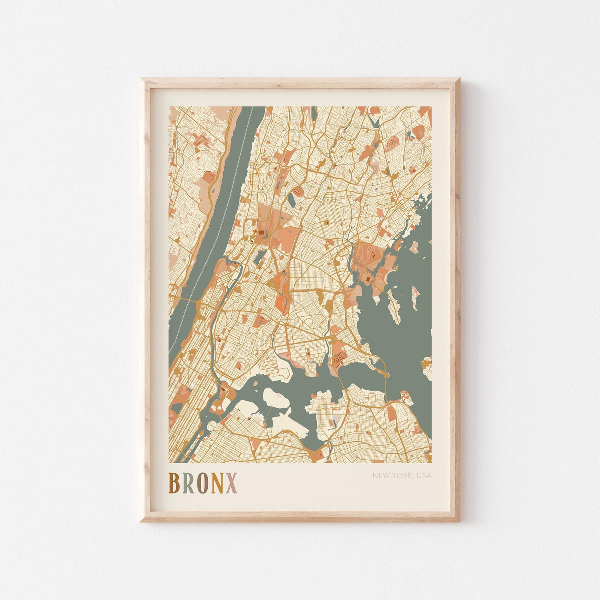 bronx, new york map poster - image 1
