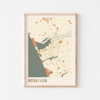 muskegon, michigan map poster - image 1