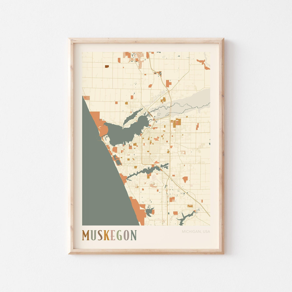 muskegon, michigan map poster - image 1