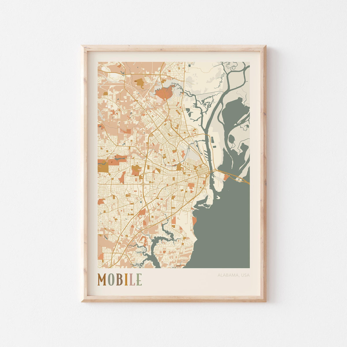 mobile, alabama map poster - image 1