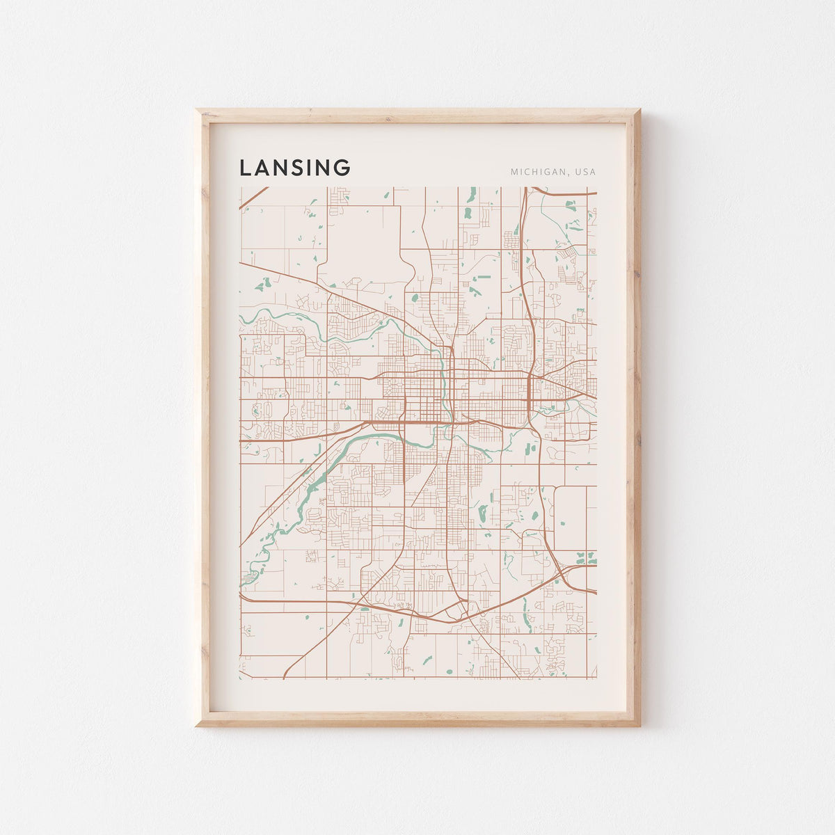 lansing, michigan map poster - image 1