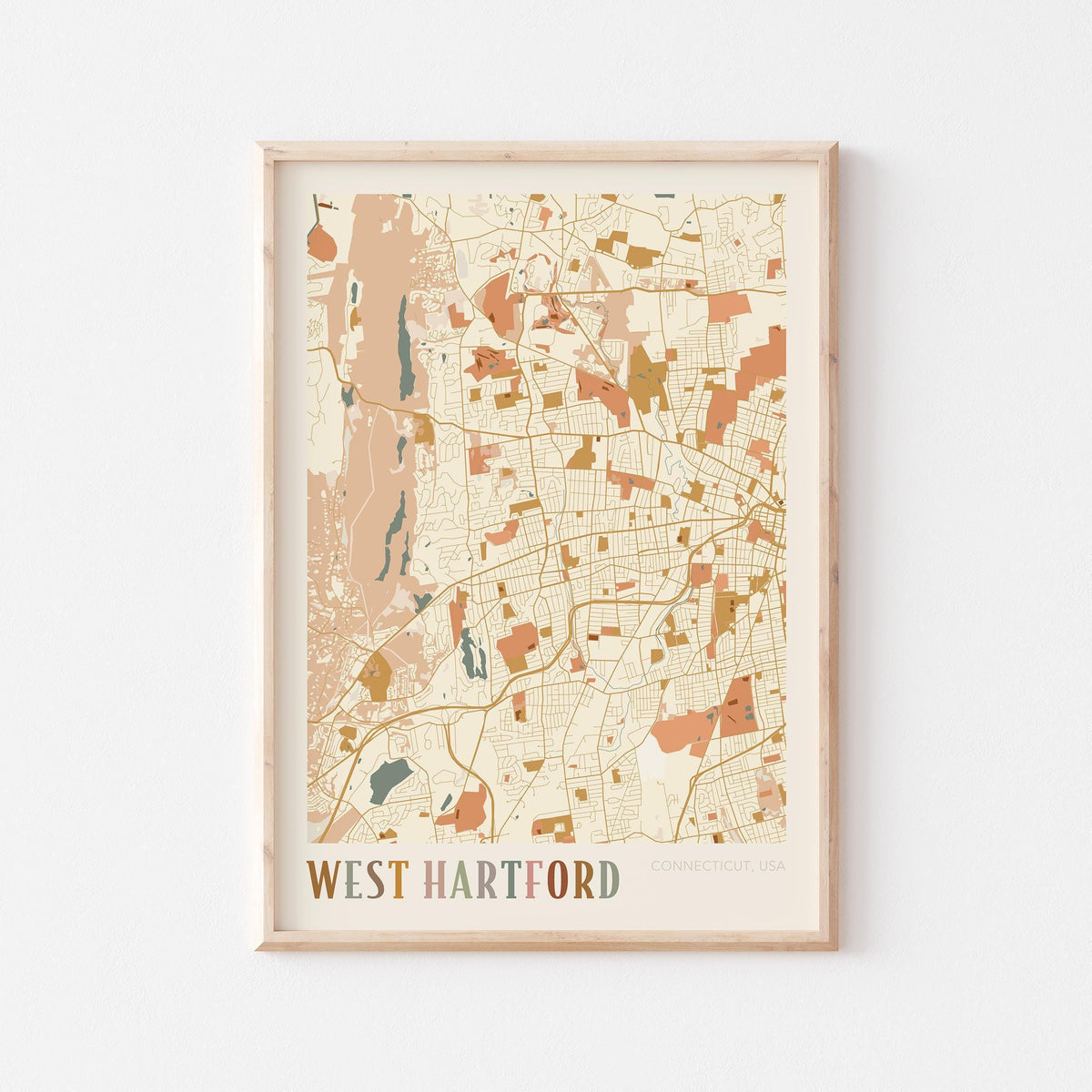 west hartford, connecticut map poster - image 1