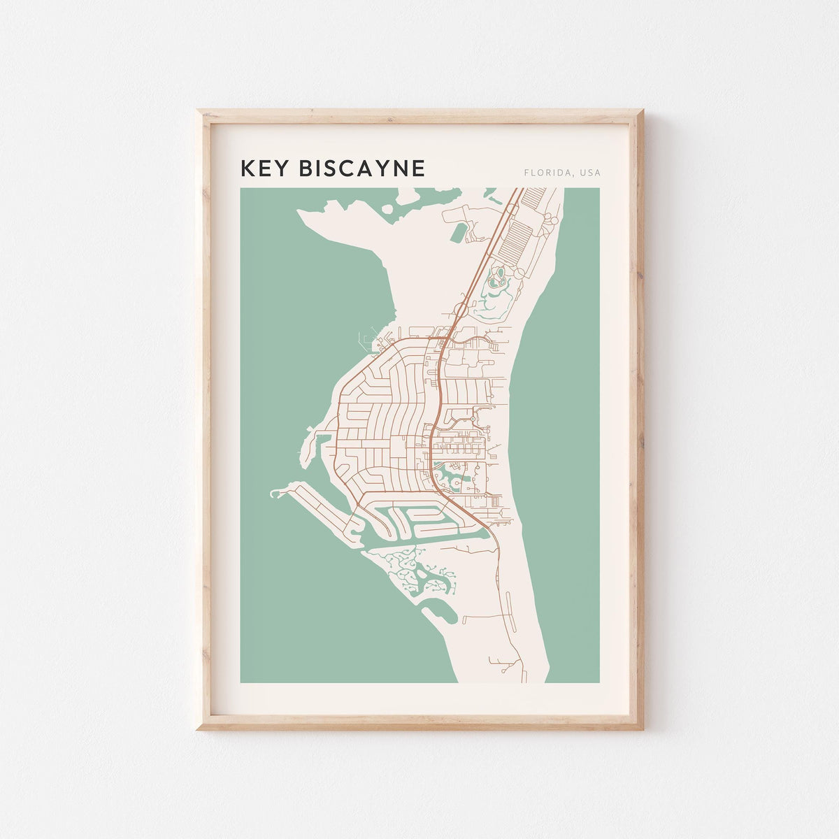 key biscane, florida map poster - image 1