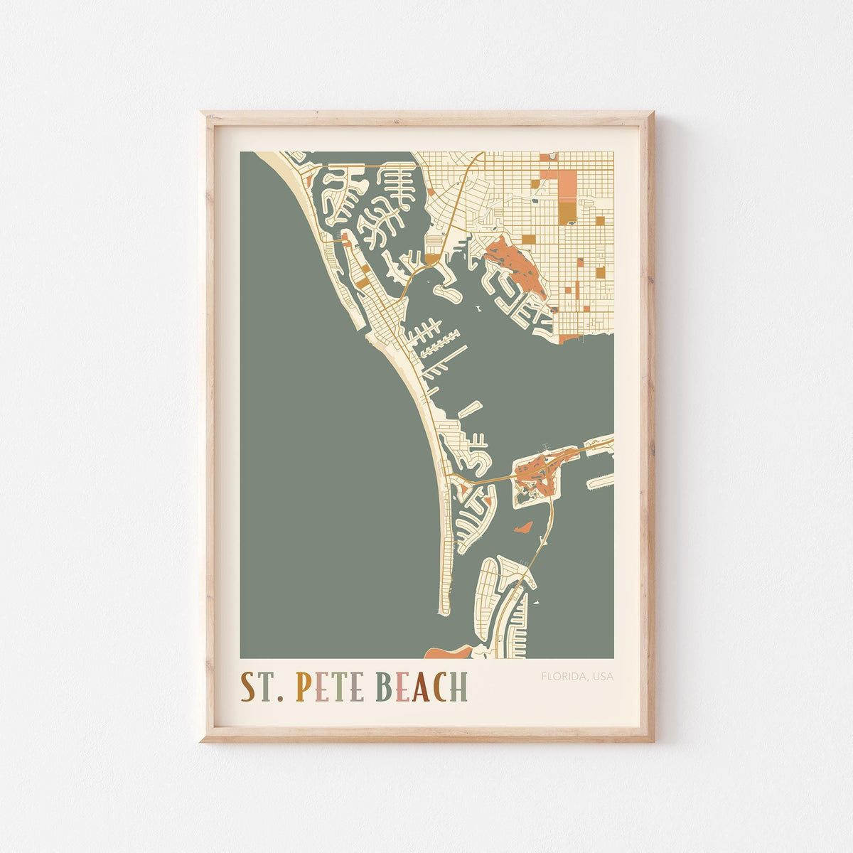 st. pete beach, florida map poster - image 1