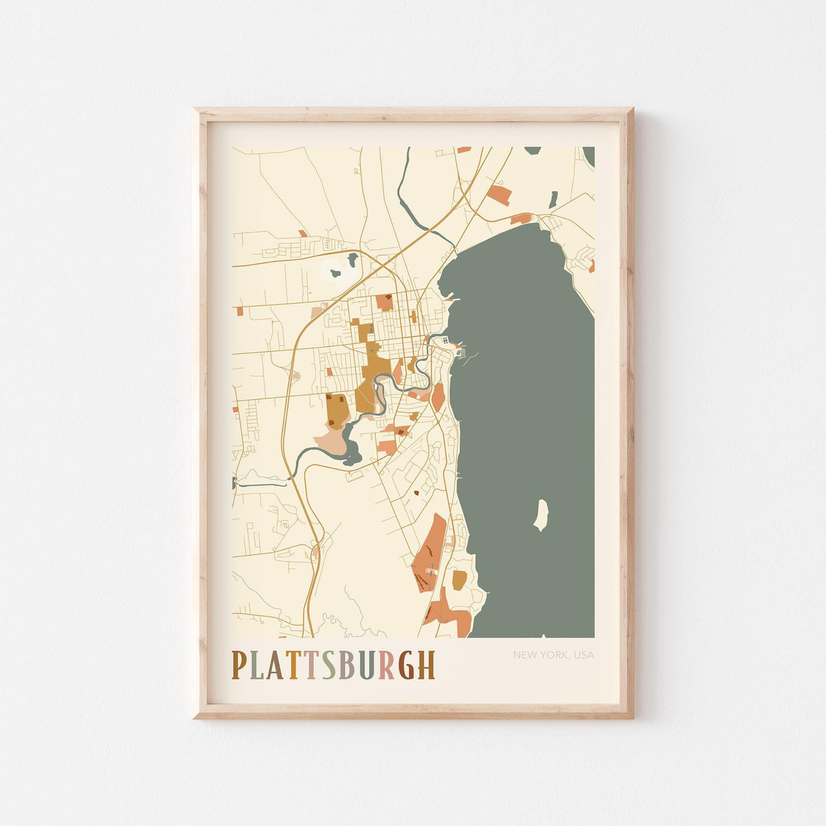 plattsburgh, new york map poster - image 1