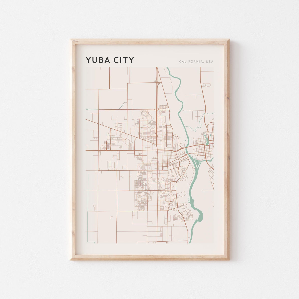 yuba city, california map poster - image 1