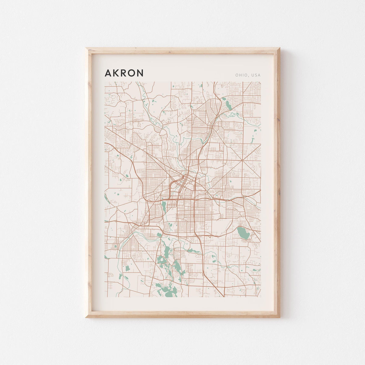 akron, ohio map poster - image 1