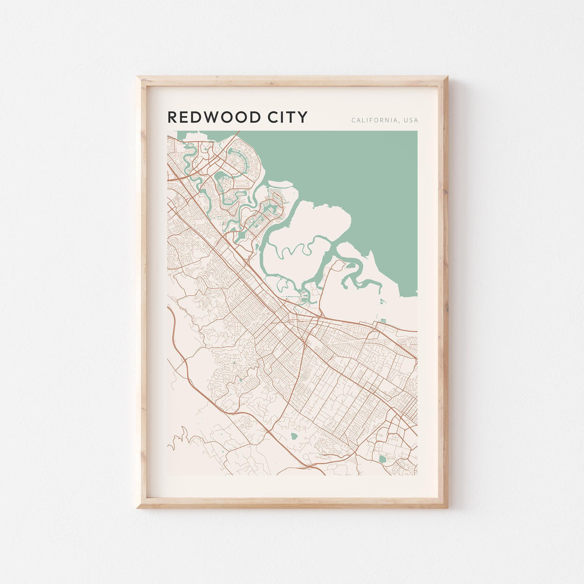 redwood city, california map poster - image 1