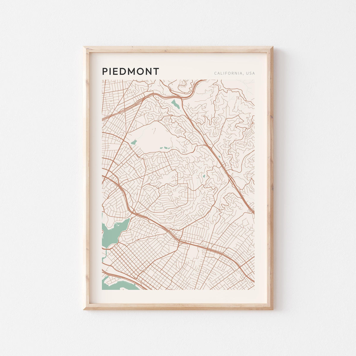 piedmont, california map poster - image 1