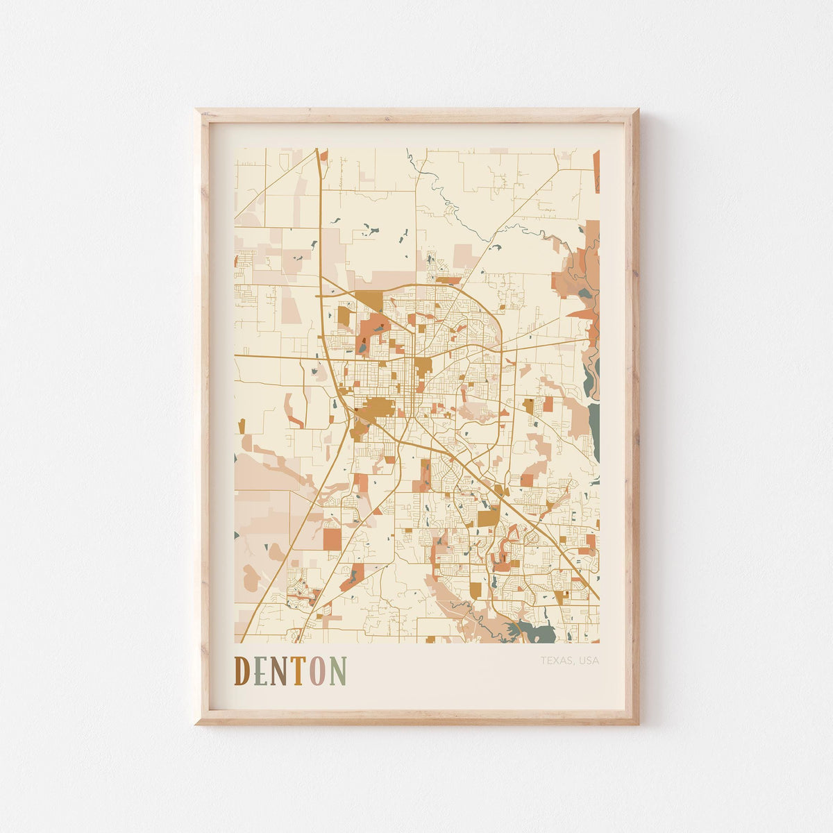 denton, texas map poster - image 1