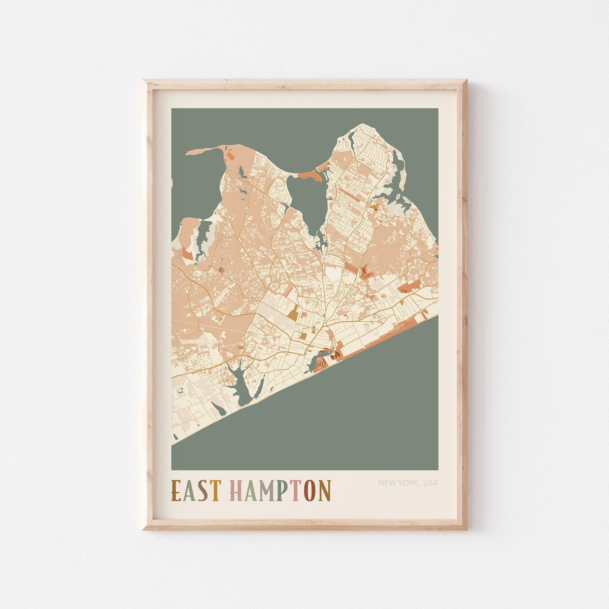 east hampton, new york map poster - image 1