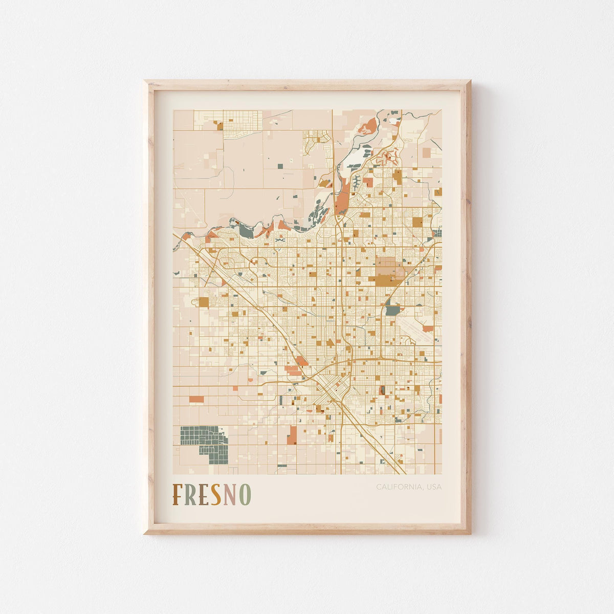 fresno, california map poster - image 1