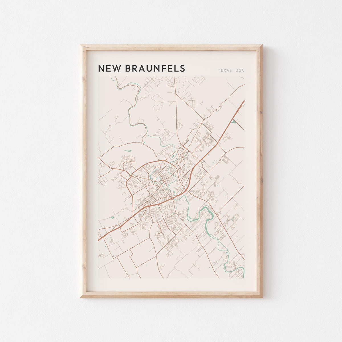 new braunfels, texas map poster - image 1