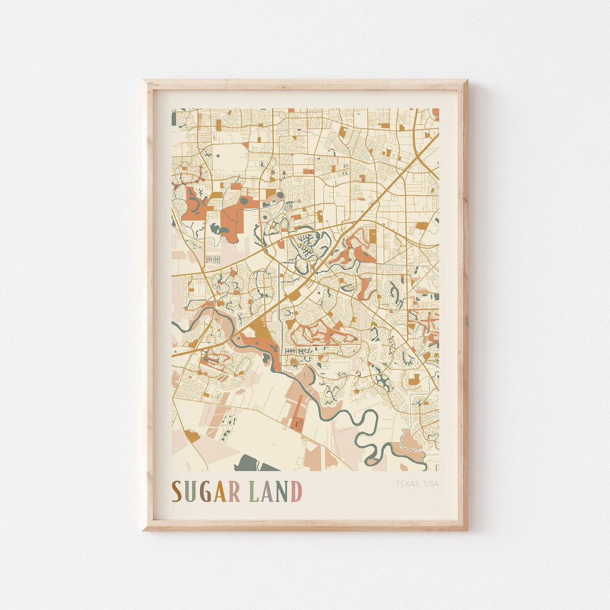 sugar land, texas map poster - image 1
