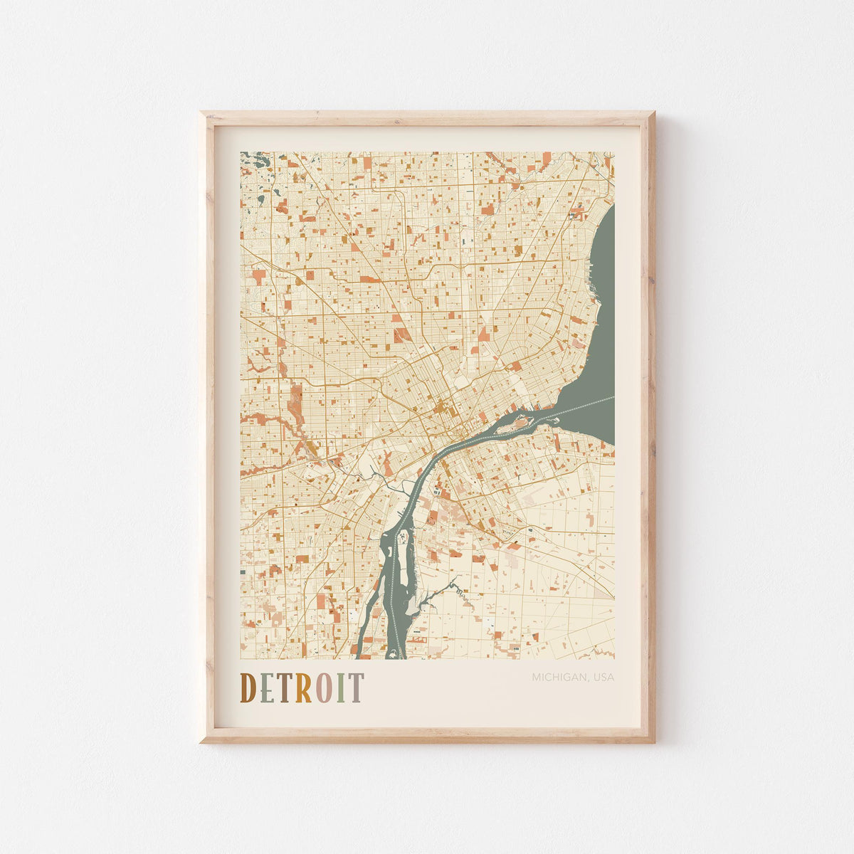detroit, michigan map poster - image 1