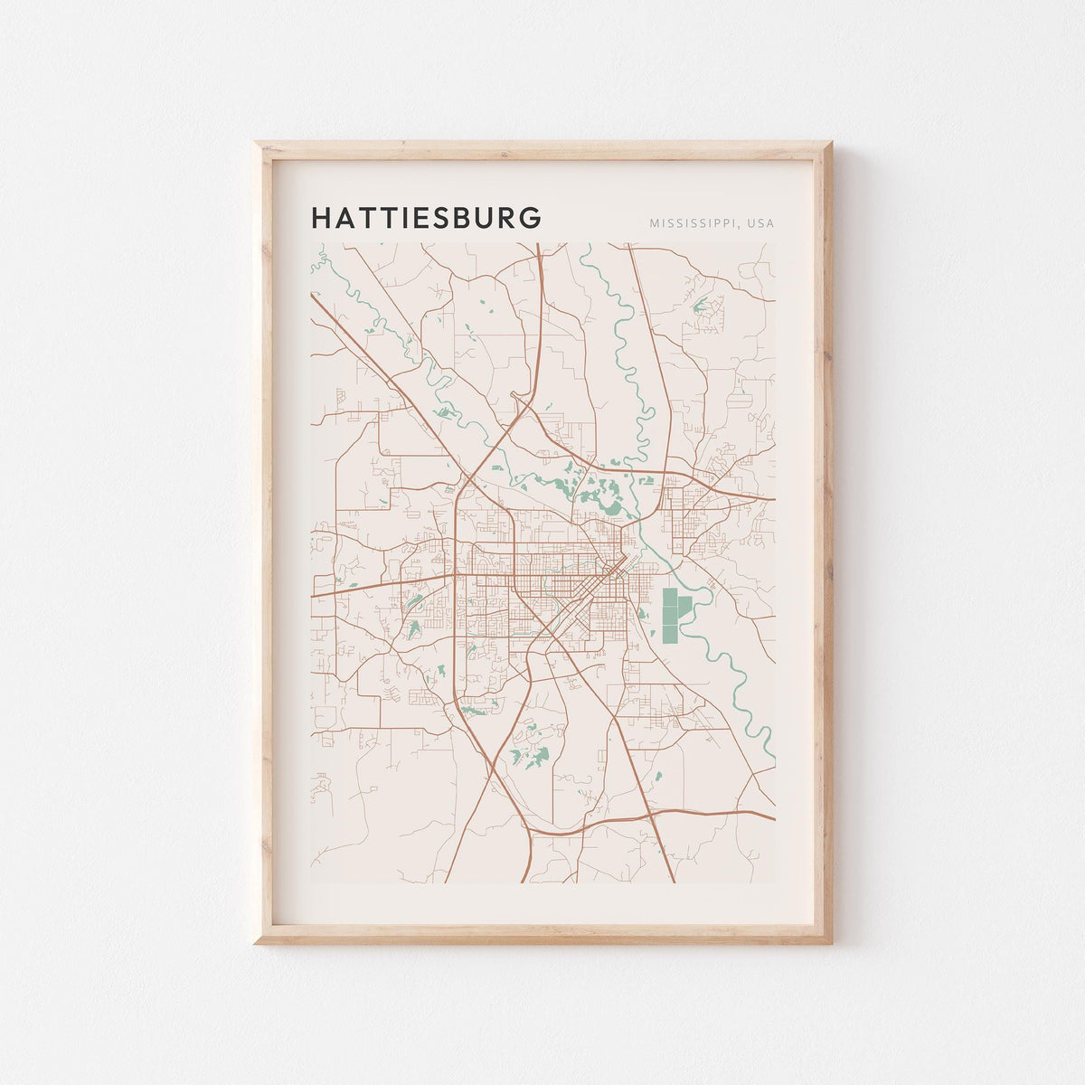 hattiesburg, mississippi map poster - image 1