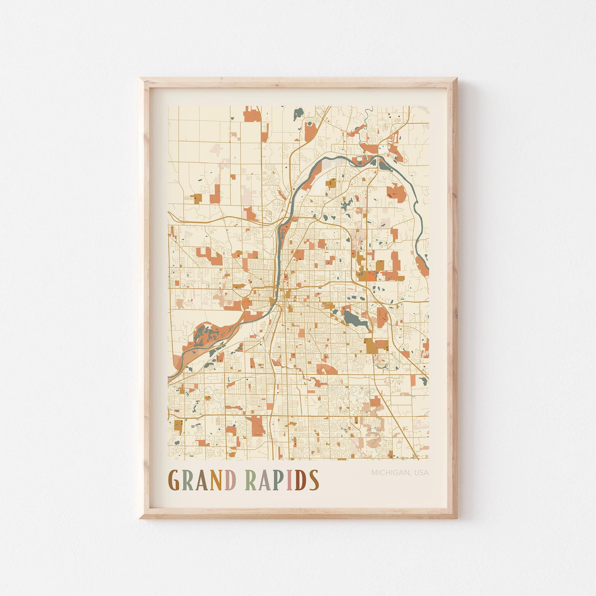 grand rapids, michigan map poster - image 1