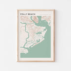 folly beach, south carolina map poster - image 1