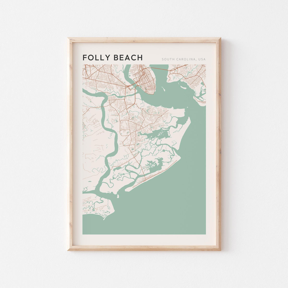 folly beach, south carolina map poster - image 1