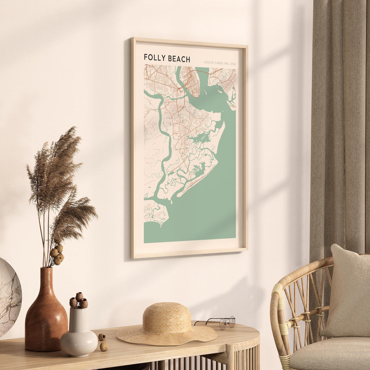 folly beach, south carolina map poster - image 2
