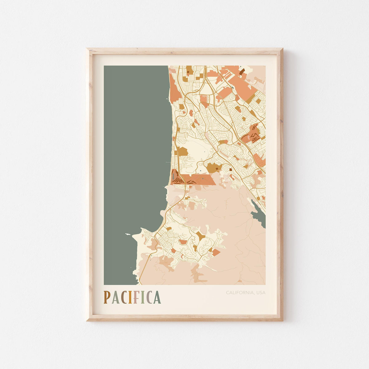 pacifica, california map poster - image 1