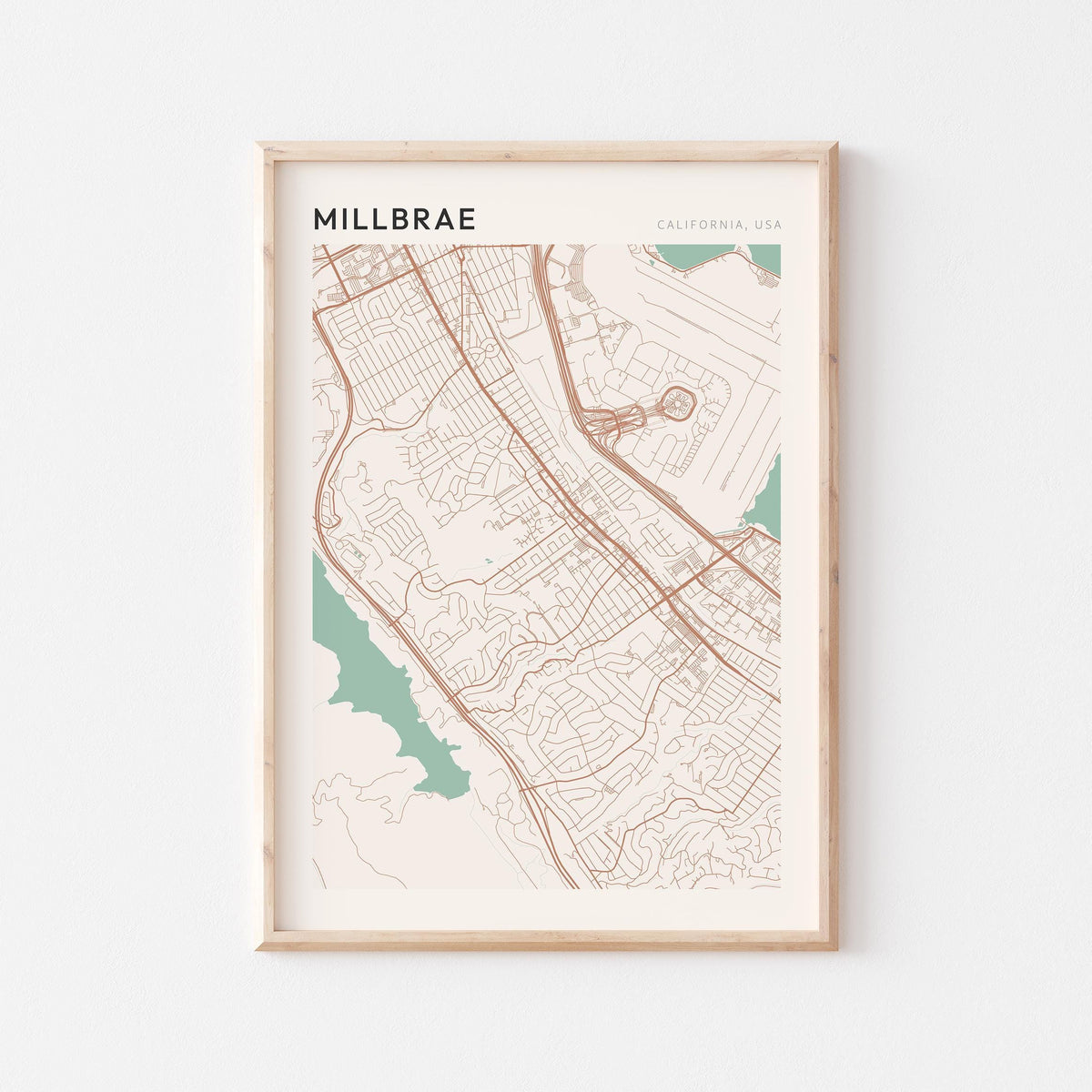 millbrae, california map poster - image 1