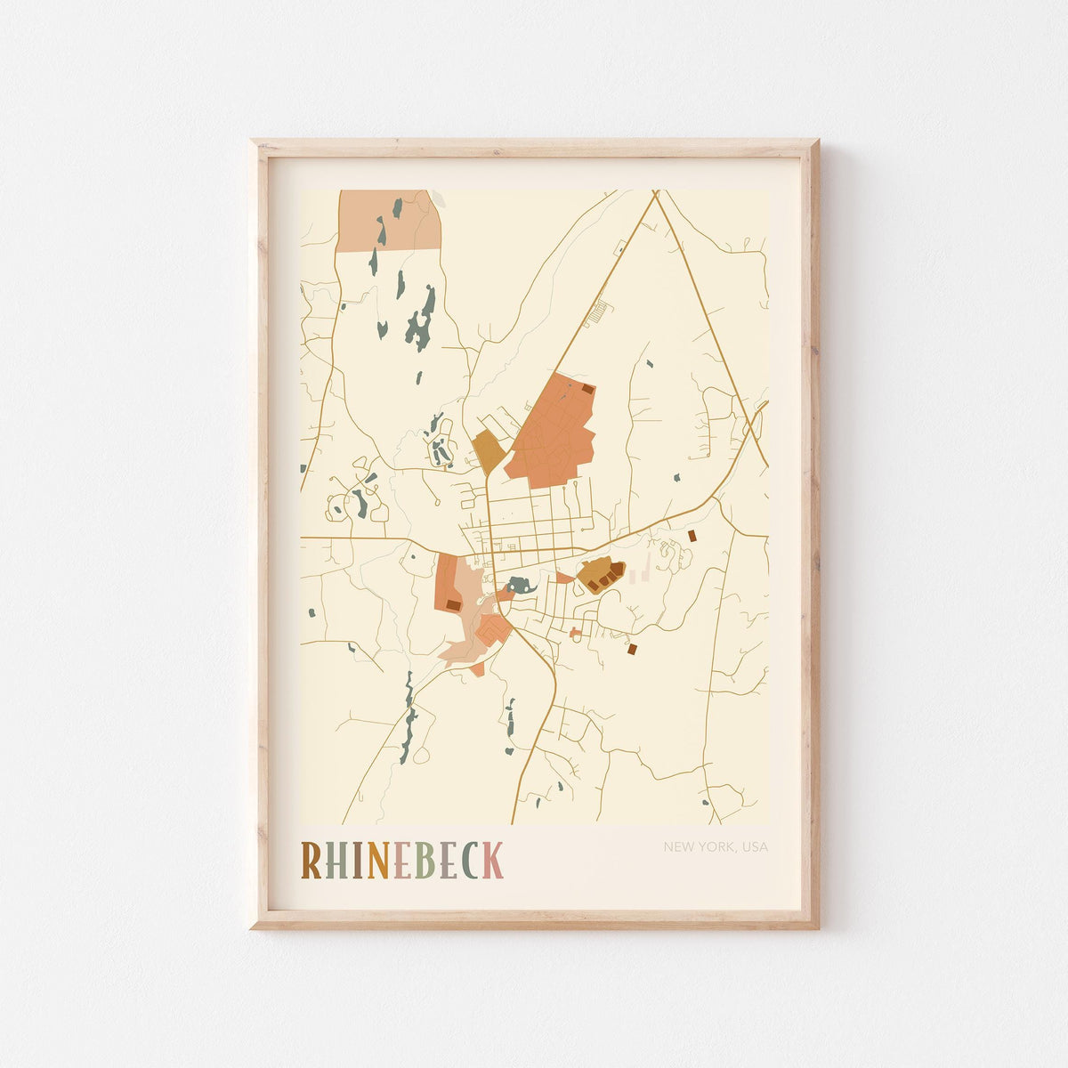 rhinebeck, new york map poster - image 1