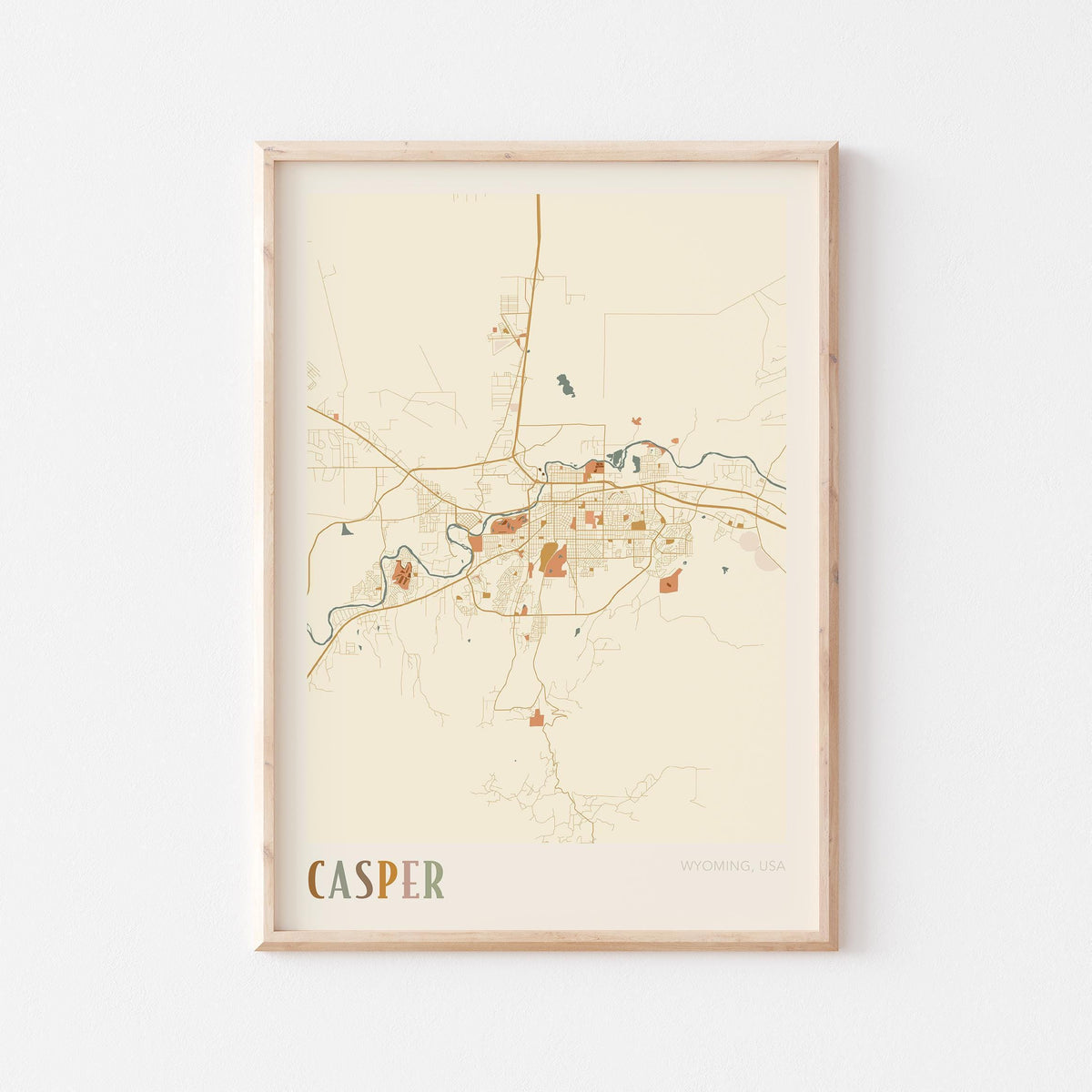 casper, wyoming map poster - image 1