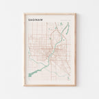 saginaw, michigan map poster - image 1