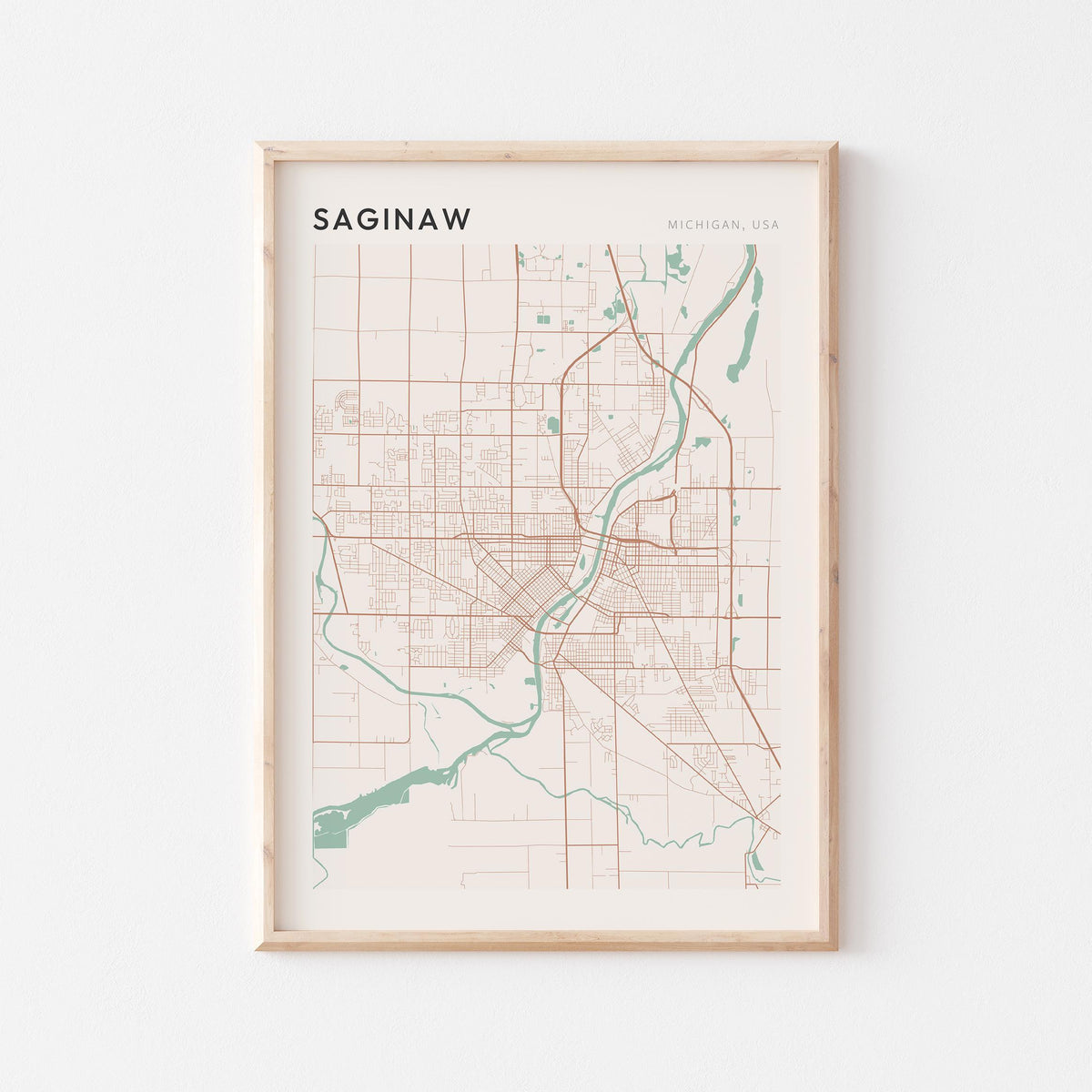 saginaw, michigan map poster - image 1