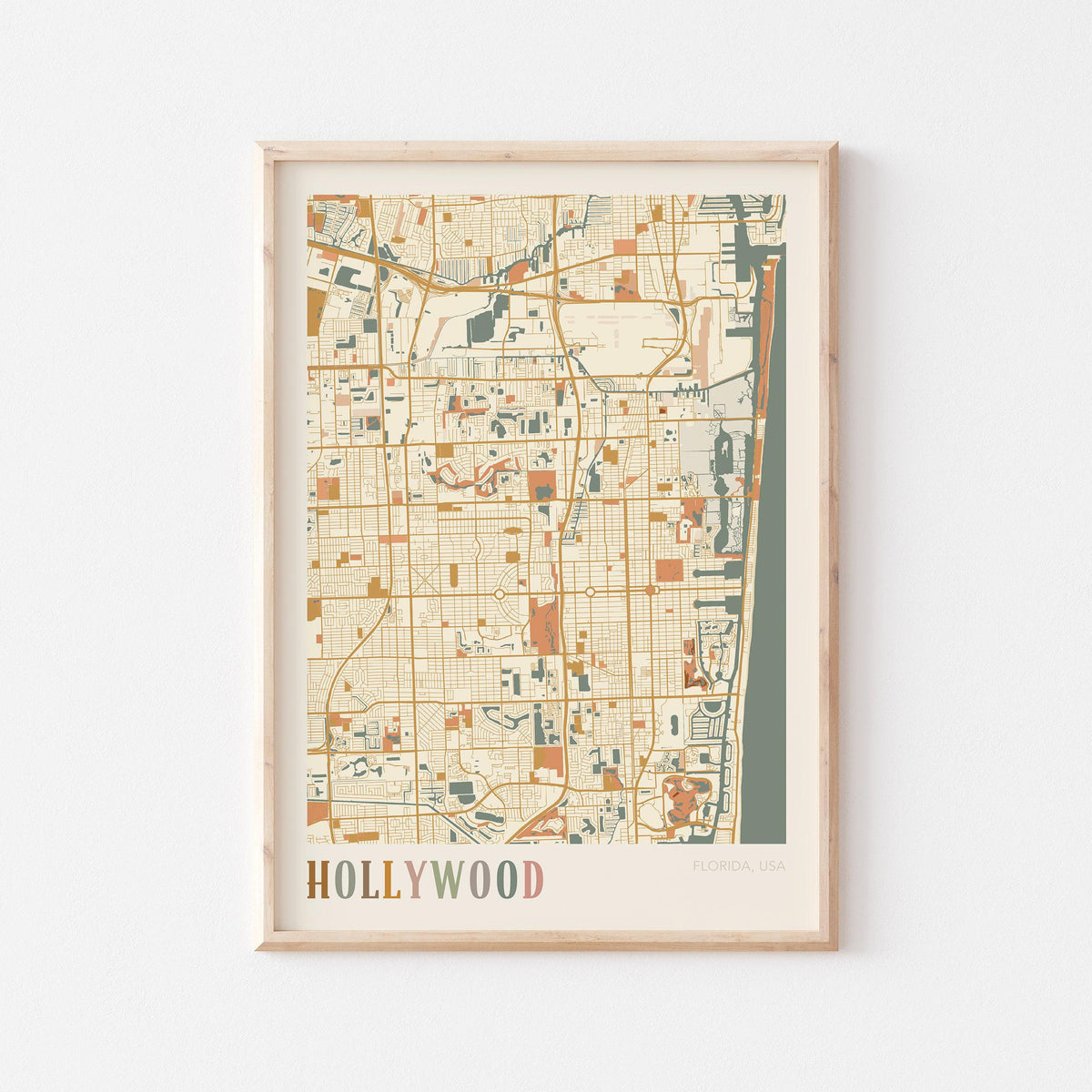 hollywood, florida map poster - image 1