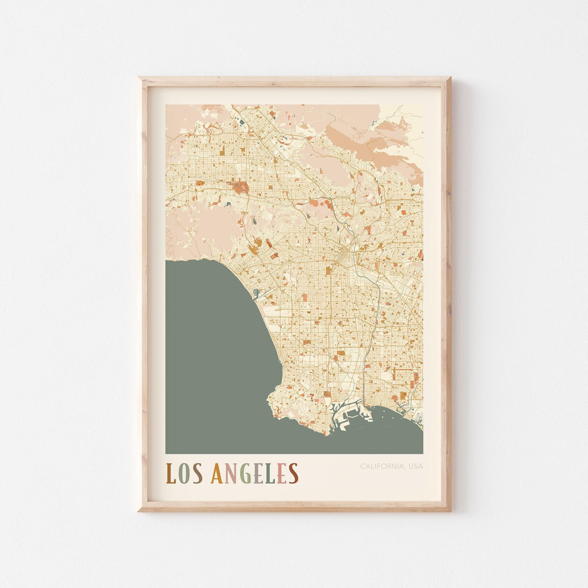 los angeles, california map poster - image 1
