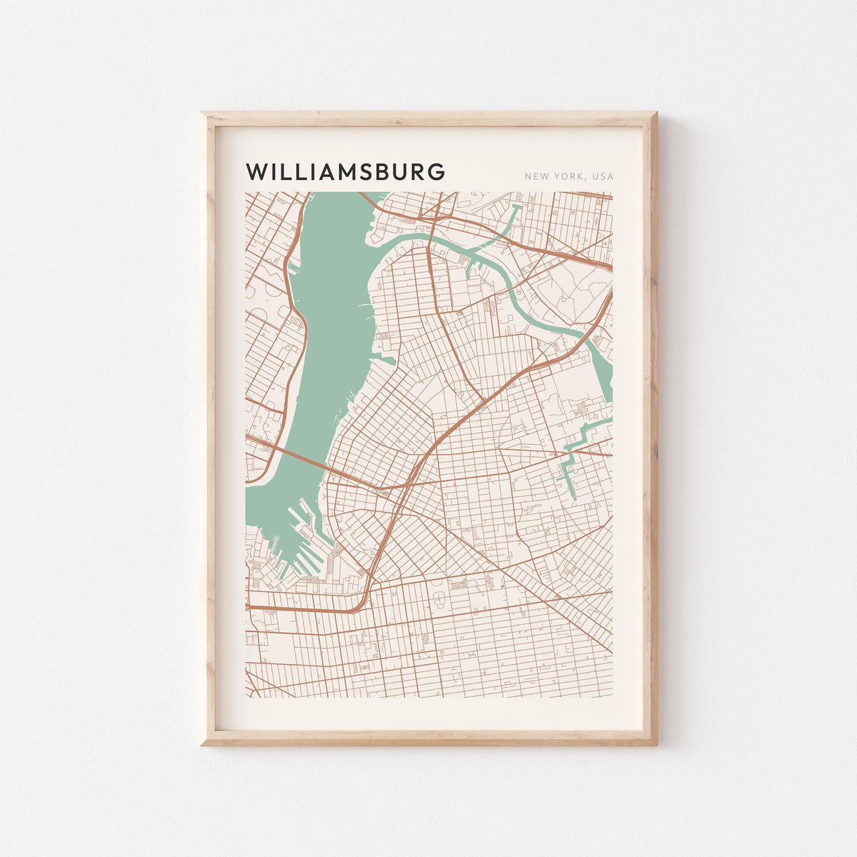 williamsburg, new york map poster - image 1