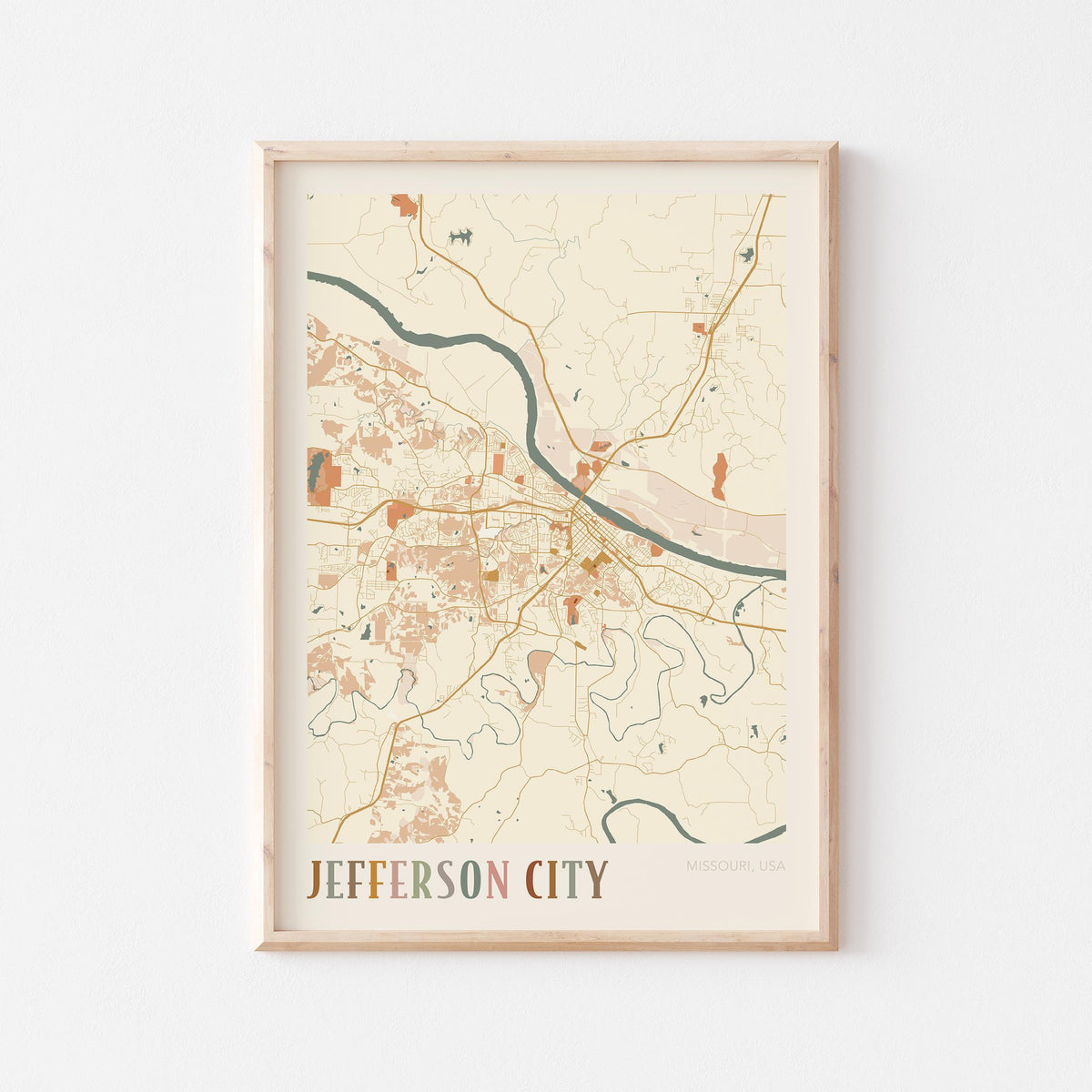 jefferson city, missouri map poster - image 1