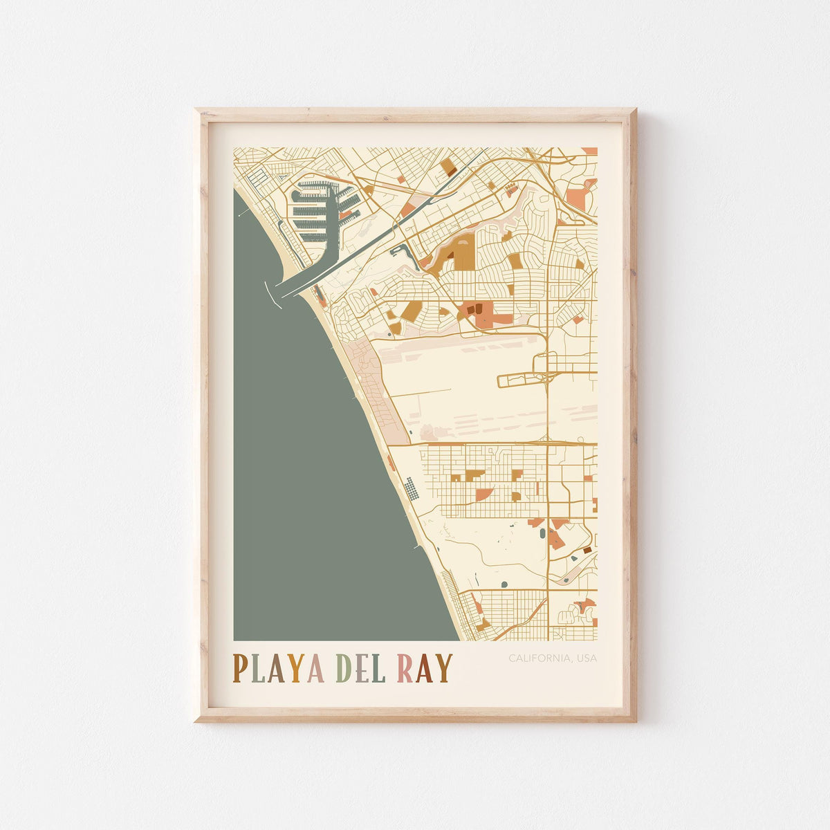 playa del rey, california map poster - image 1