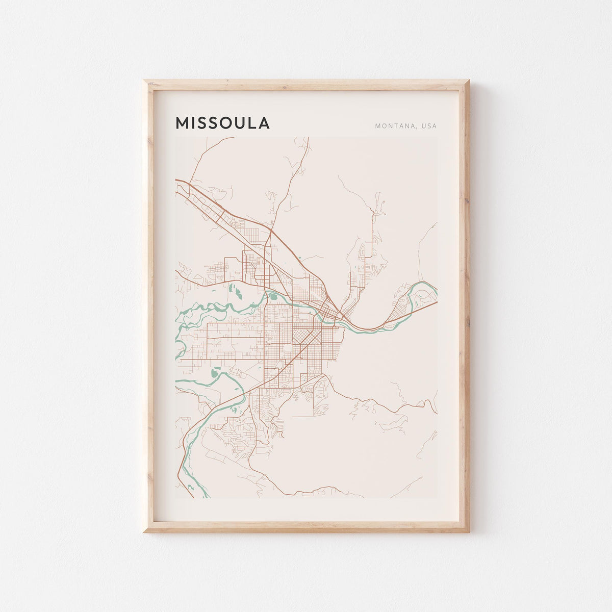 missoula, montana map poster - image 1