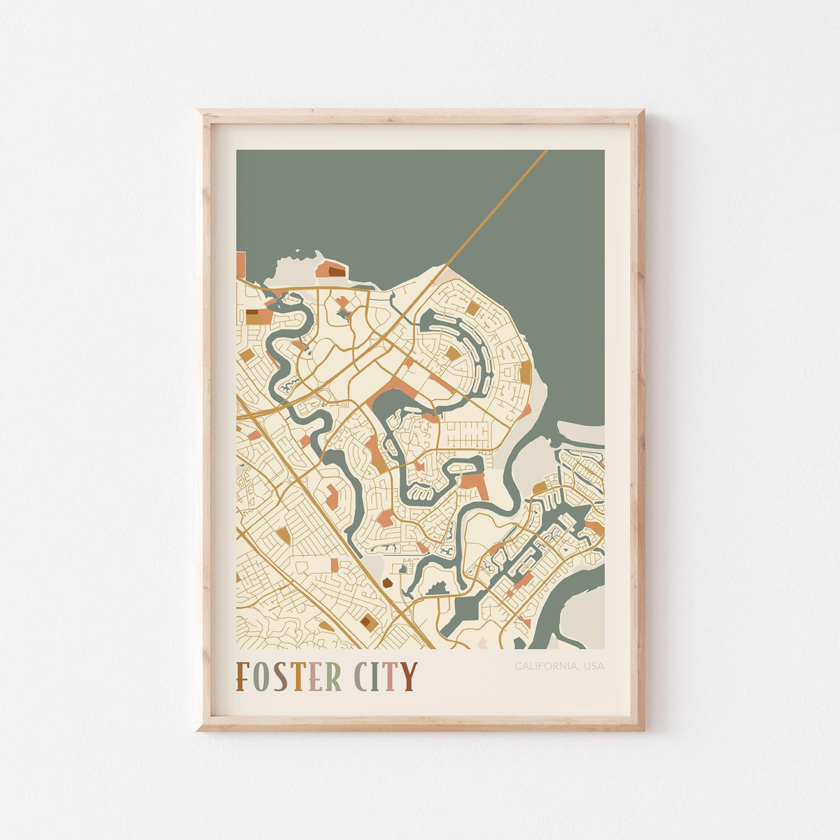 foster city, california map poster - image 1
