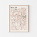 brookline, massachusetts map poster - image 1
